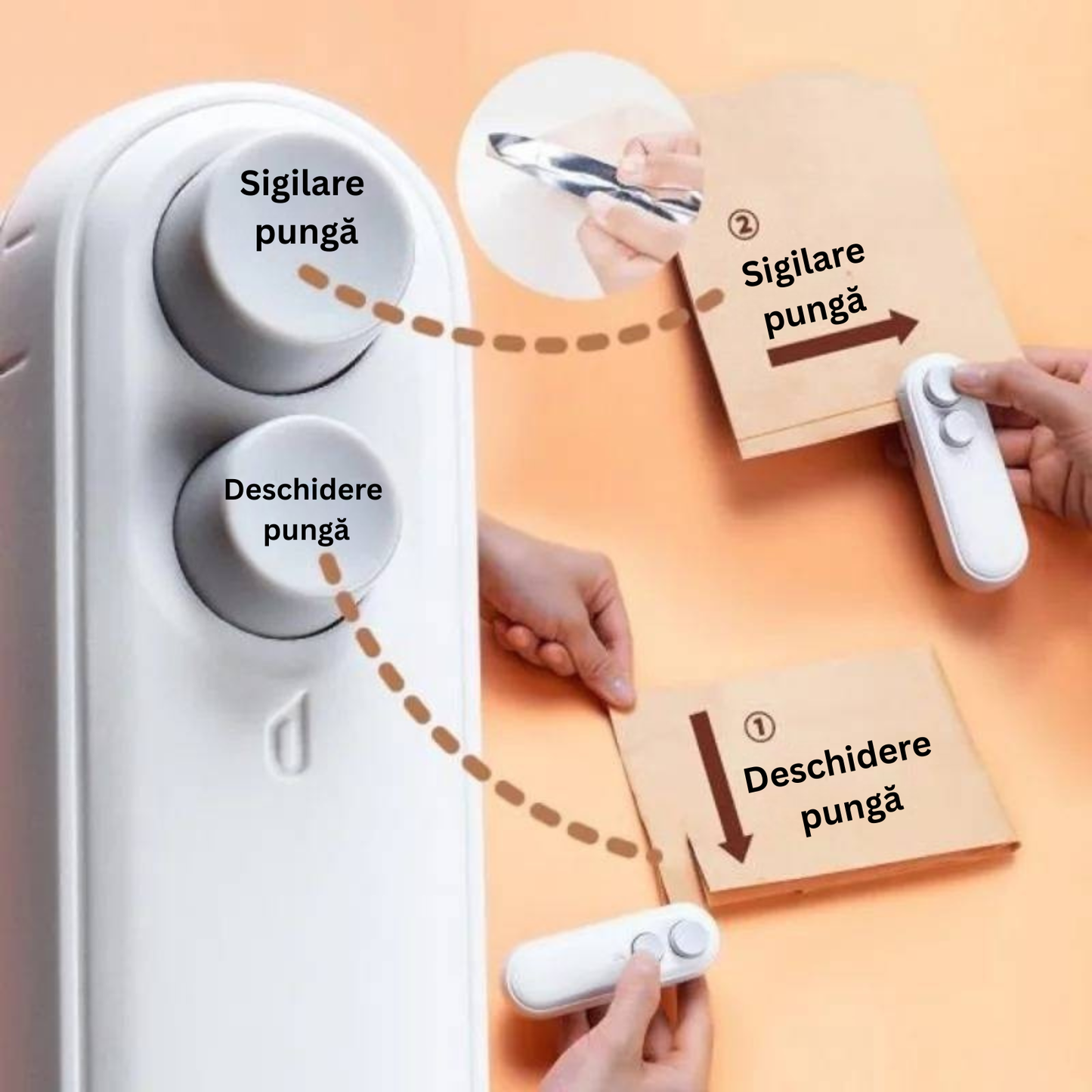 QuickSeal - Mini Sigilator Portabil USB pentru Pungi Alimentare