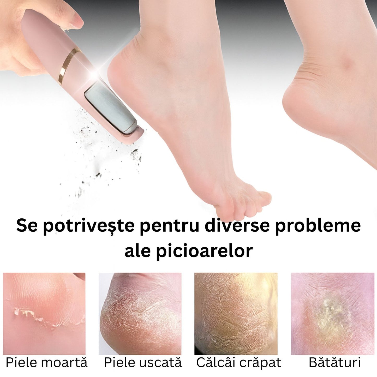Pilă electrică 2 în 1 – exfoliere rapidă și netezire perfectă